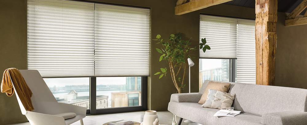 Luxaflex Plissé Shades Living Room